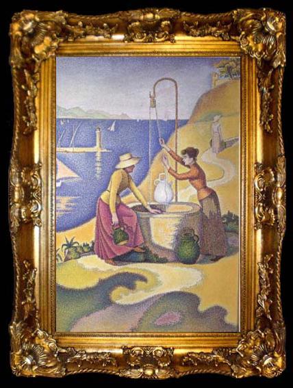 framed  Paul Signac Women at the Well (Young Provencal Women at the Well) (mk06), ta009-2